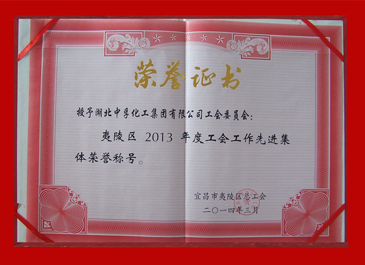 中孚公司工会被区工会授予“2013年度工会工作先进集体”荣誉称号