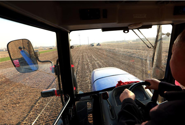 农机手在技术人员指导下开耕播种。.jpg